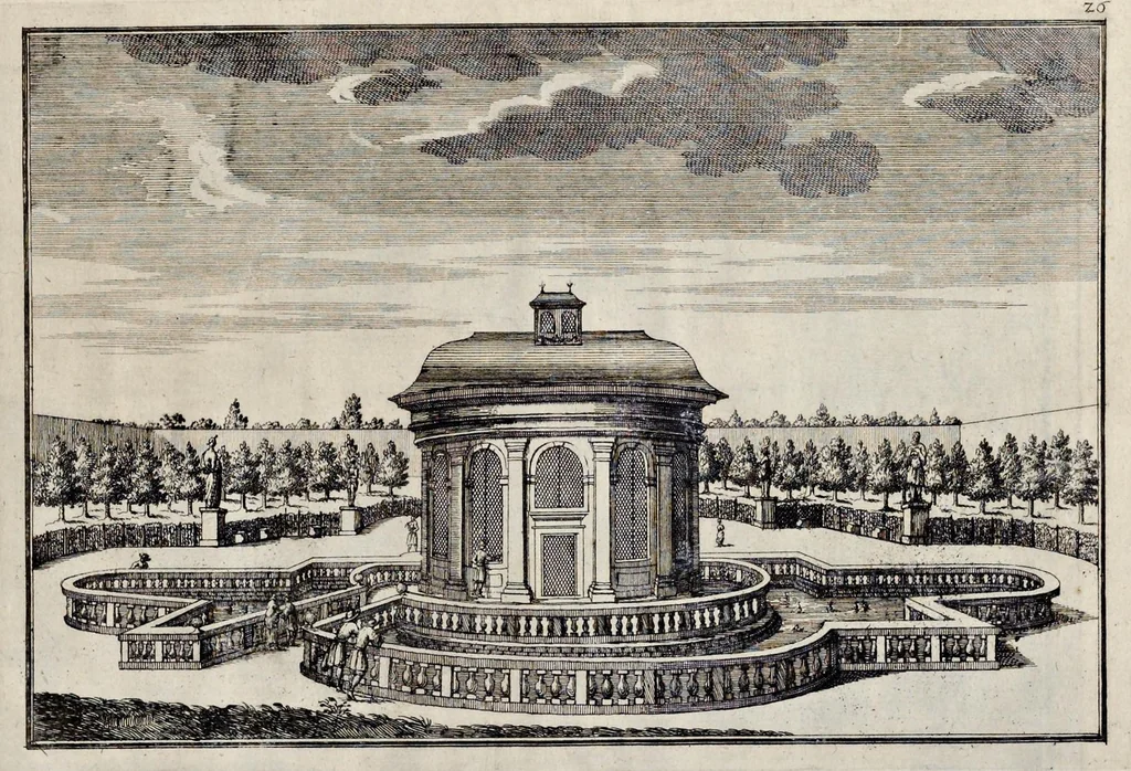 An illustration from Die Fürst-Bischofliche Olmucische Residentz-Stadt Cremsier : sambt denen nechst darbey neu-erhöbt, und von Grund zugericht und erbauten Lust- Blum- und Thier-Garten, 1691, leaf 58