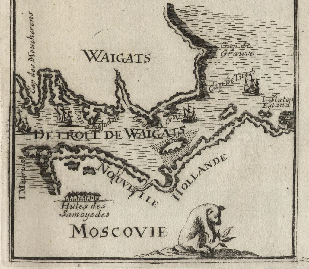 An illustration from Description de l'univers : contenant les differents systemes du monde, les cartes generales & particulieres de la geographie ancienne & moderne, les plans & les profils des principales villes & des autres lieux plus considerables de la Terre : avec les portraits des souverains qui y commandent, leurs blasons, titres & livrées : et les moeurs, religions, gouvernemens & divers habillemens de chaque nation, 1685, leaf 410