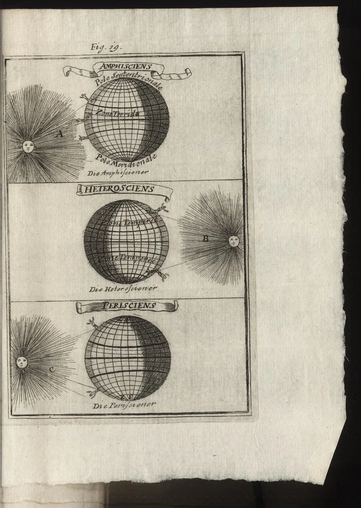 An illustration from Description de l'univers : contenant les differents systemes du monde, les cartes generales & particulieres de la geographie ancienne & moderne, les plans & les profils des principales villes & des autres lieux plus considerables de la Terre : avec les portraits des souverains qui y commandent, leurs blasons, titres & livrées : et les moeurs, religions, gouvernemens & divers habillemens de chaque nation, 1685, leaf 92