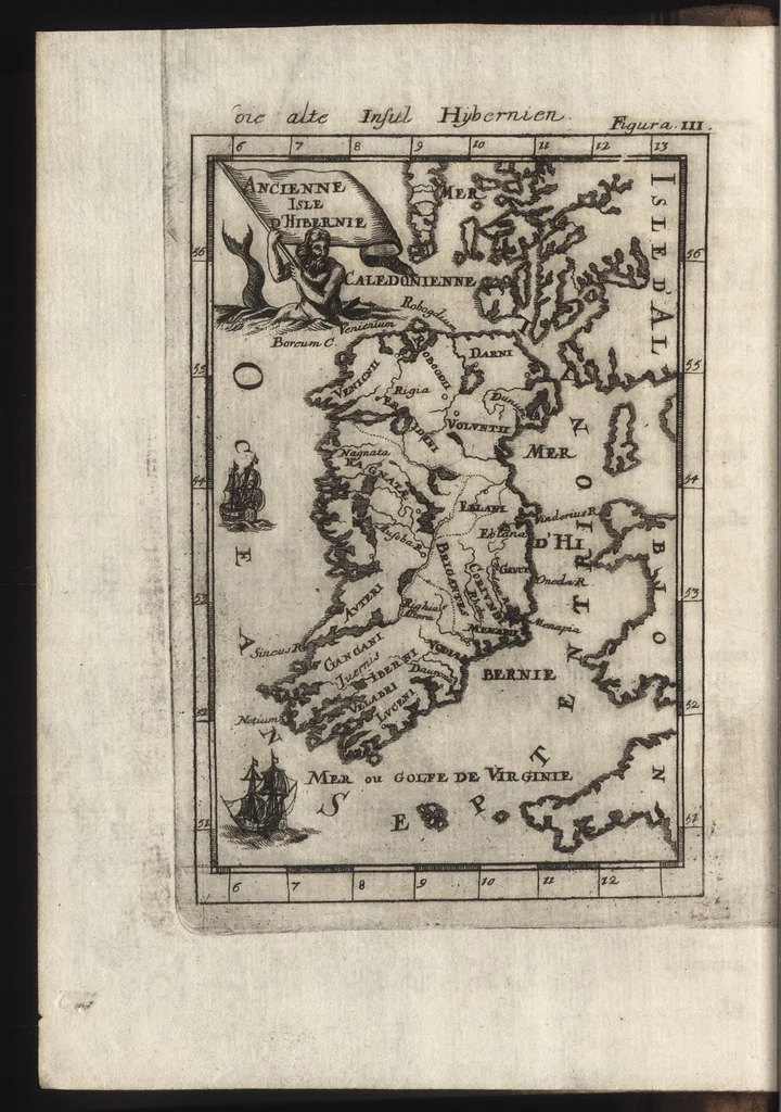 An illustration from Description de l'univers : contenant les differents systemes du monde, les cartes generales & particulieres de la geographie ancienne & moderne, les plans & les profils des principales villes & des autres lieux plus considerables de la Terre : avec les portraits des souverains qui y commandent, leurs blasons, titres & livrées : et les moeurs, religions, gouvernemens & divers habillemens de chaque nation, 1685, leaf 25