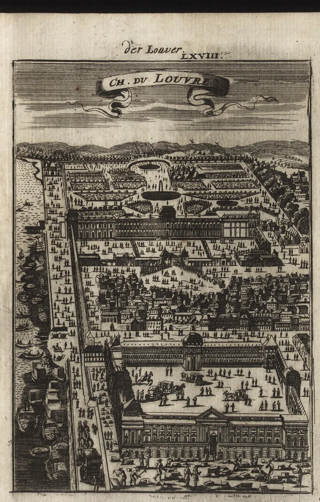An illustration from Description de l'univers : contenant les differents systemes du monde, les cartes generales & particulieres de la geographie ancienne & moderne, les plans & les profils des principales villes & des autres lieux plus considerables de la Terre : avec les portraits des souverains qui y commandent, leurs blasons, titres & livrées : et les moeurs, religions, gouvernemens & divers habillemens de chaque nation, 1685, leaf 250