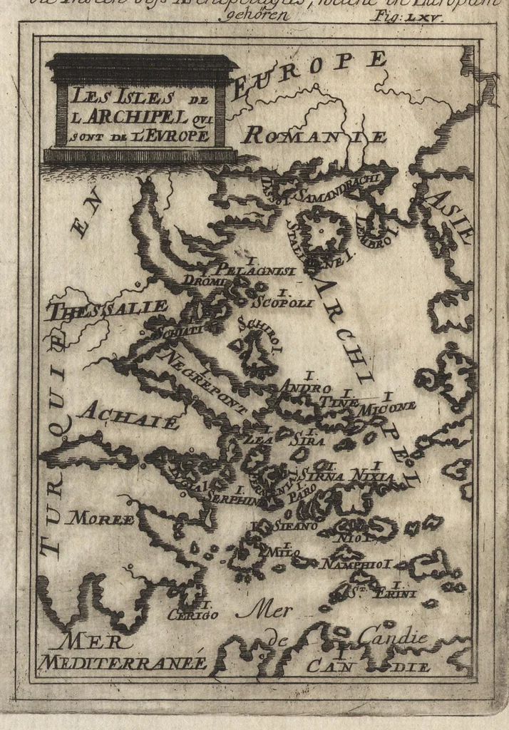 An illustration from Description de l'univers : contenant les differents systemes du monde, les cartes generales & particulieres de la geographie ancienne & moderne, les plans & les profils des principales villes & des autres lieux plus considerables de la Terre : avec les portraits des souverains qui y commandent, leurs blasons, titres & livrées : et les moeurs, religions, gouvernemens & divers habillemens de chaque nation, 1685, leaf 231