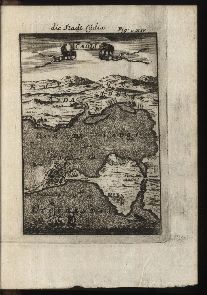 An illustration from Description de l'univers : contenant les differents systemes du monde, les cartes generales & particulieres de la geographie ancienne & moderne, les plans & les profils des principales villes & des autres lieux plus considerables de la Terre : avec les portraits des souverains qui y commandent, leurs blasons, titres & livrées : et les moeurs, religions, gouvernemens & divers habillemens de chaque nation, 1685, leaf 386