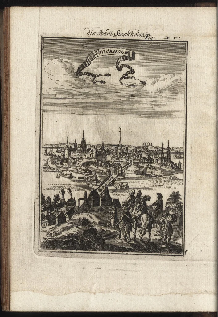 An illustration from Description de l'univers : contenant les differents systemes du monde, les cartes generales & particulieres de la geographie ancienne & moderne, les plans & les profils des principales villes & des autres lieux plus considerables de la Terre : avec les portraits des souverains qui y commandent, leurs blasons, titres & livrées : et les moeurs, religions, gouvernemens & divers habillemens de chaque nation, 1685, leaf 65
