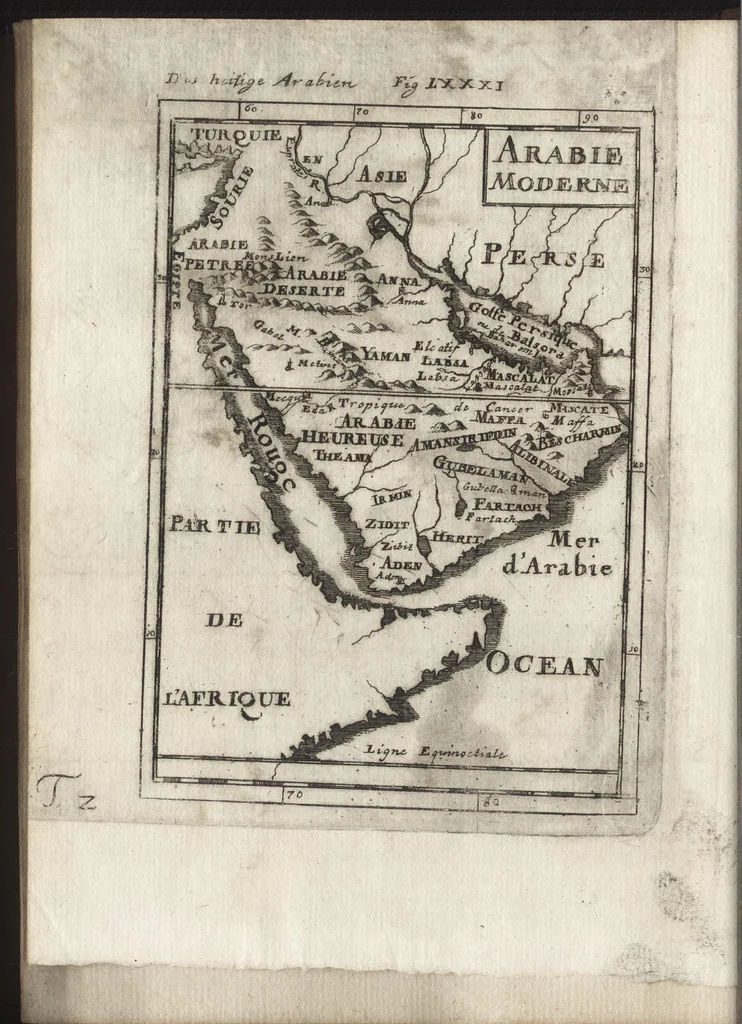 An illustration from Description de l'univers : contenant les differents systemes du monde, les cartes generales & particulieres de la geographie ancienne & moderne, les plans & les profils des principales villes & des autres lieux plus considerables de la Terre : avec les portraits des souverains qui y commandent, leurs blasons, titres & livrées : et les moeurs, religions, gouvernemens & divers habillemens de chaque nation, 1685, leaf 257