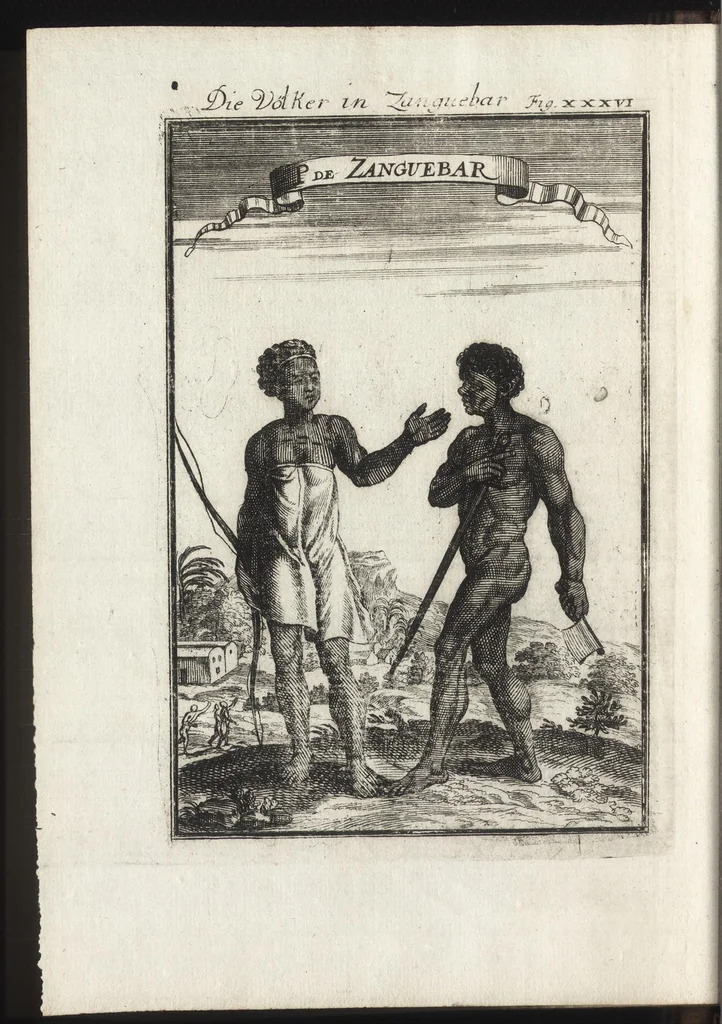 An illustration from Description de l'univers : contenant les differents systemes du monde, les cartes generales & particulieres de la geographie ancienne & moderne, les plans & les profils des principales villes & des autres lieux plus considerables de la Terre : avec les portraits des souverains qui y commandent, leurs blasons, titres & livrées : et les moeurs, religions, gouvernemens & divers habillemens de chaque nation, 1685, leaf 129