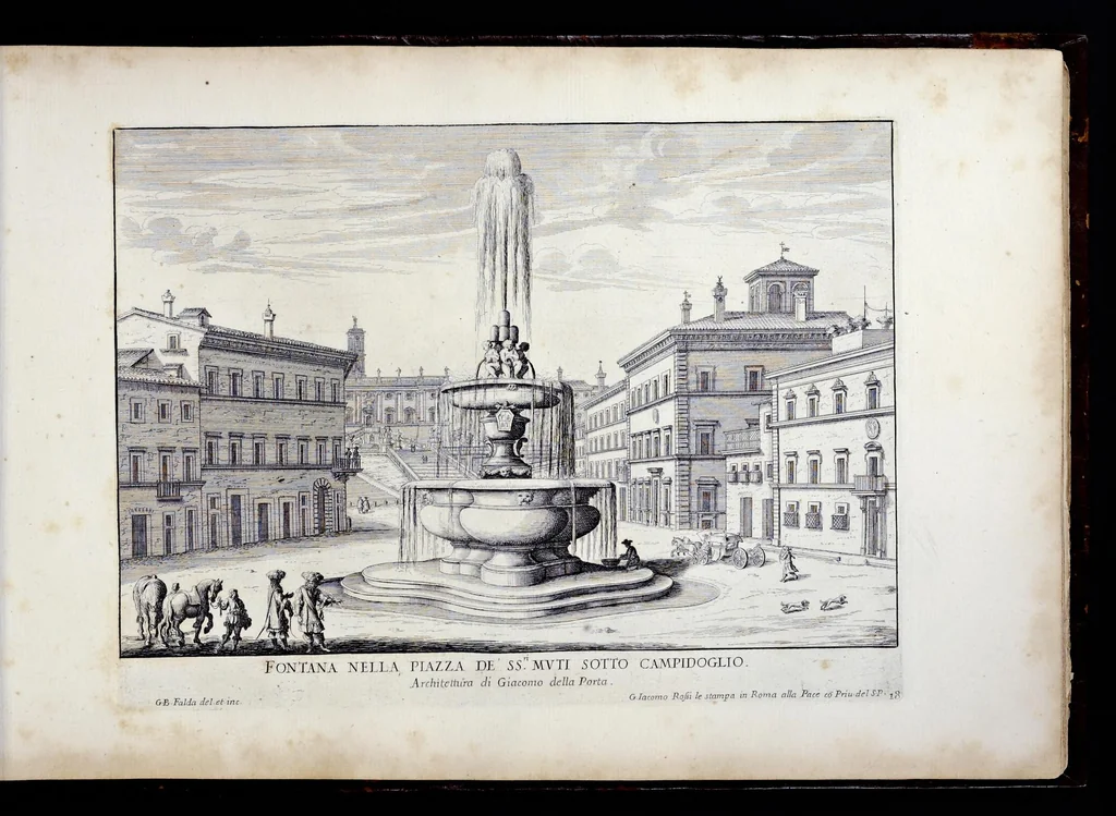 An illustration from Le fontane di Roma nelle piazze e lvoghi pvblici della città : con li loro prospetti, come sono al presente, 1691, leaf 38