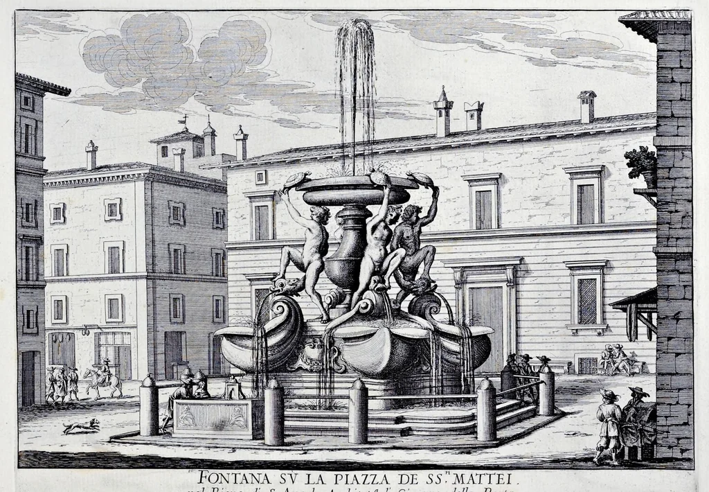 An illustration from Le fontane di Roma nelle piazze e lvoghi pvblici della città : con li loro prospetti, come sono al presente, 1691, leaf 48