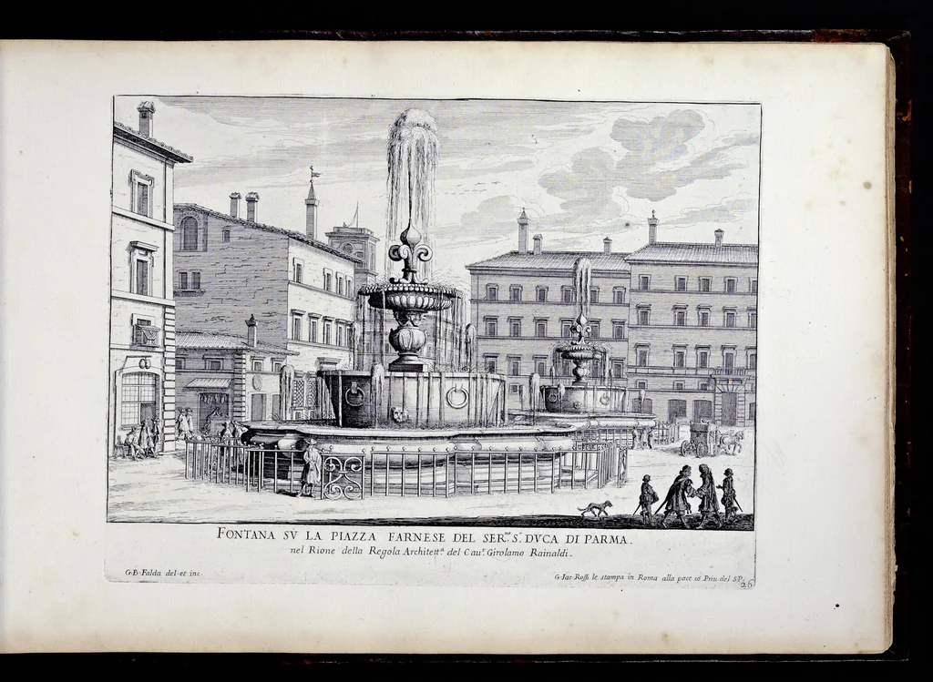 An illustration from Le fontane di Roma nelle piazze e lvoghi pvblici della città : con li loro prospetti, come sono al presente, 1691, leaf 54