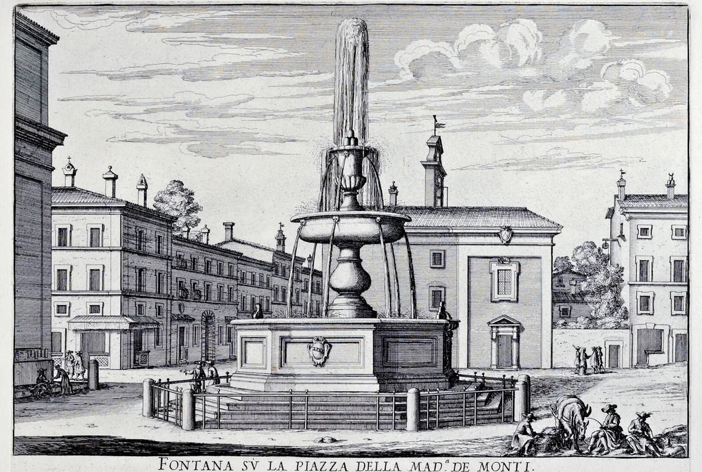 An illustration from Le fontane di Roma nelle piazze e lvoghi pvblici della città : con li loro prospetti, come sono al presente, 1691, leaf 64