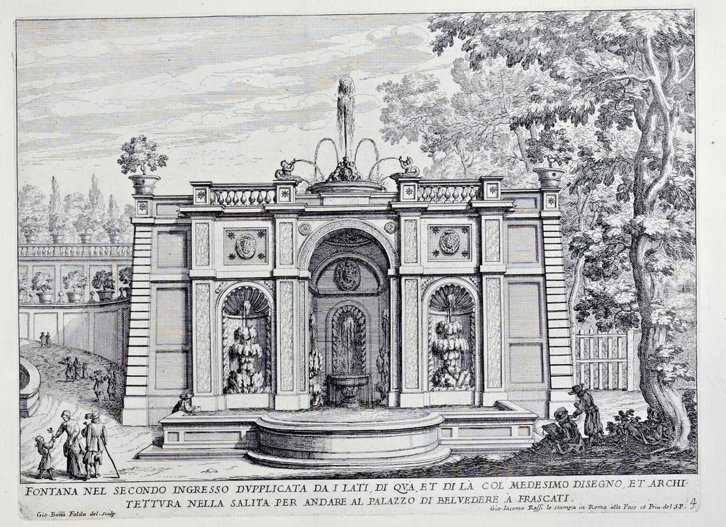 An illustration from Le fontane di Roma nelle piazze e lvoghi pvblici della città : con li loro prospetti, come sono al presente, 1691, leaf 76
