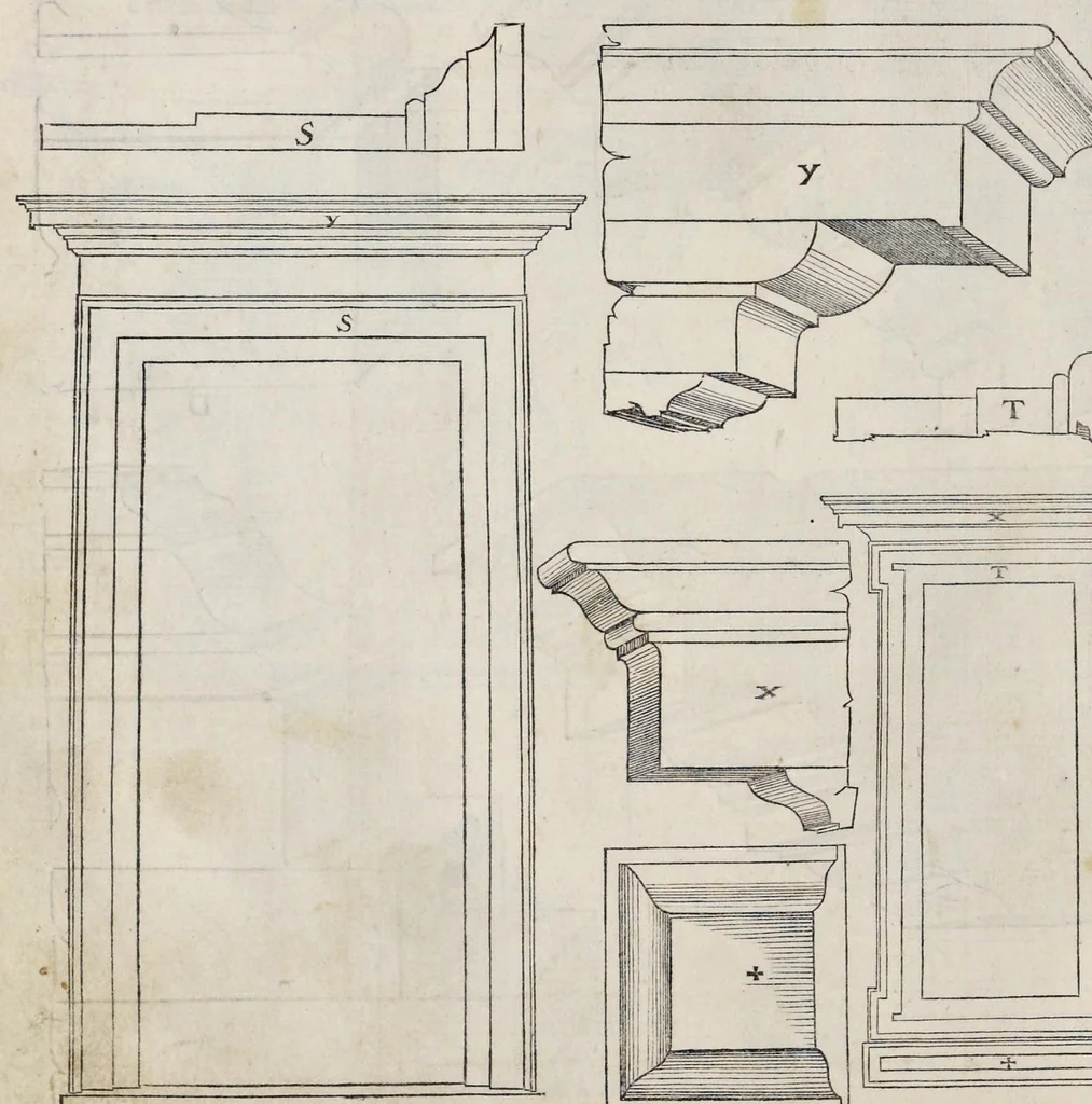 An illustration from Regole generali di architetvra sopra le cinqve maniere de gliedifici : cioe, thoscano, dorico, ionico, corinthio, et composito, con gliessempi dell'antiqvita, che per la magior parte concordano con la dottrina di Vitrvvio, 1537, leaf 103