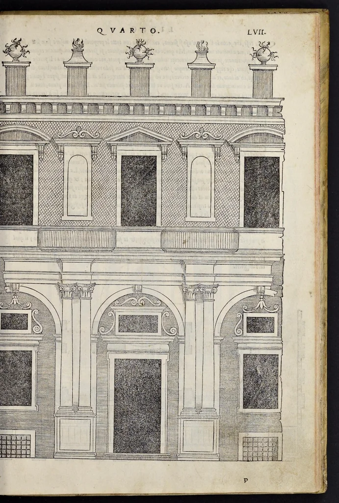 An illustration from Regole generali di architetvra sopra le cinqve maniere de gliedifici : cioe, thoscano, dorico, ionico, corinthio, et composito, con gliessempi dell'antiqvita, che per la magior parte concordano con la dottrina di Vitrvvio, 1537, leaf 116