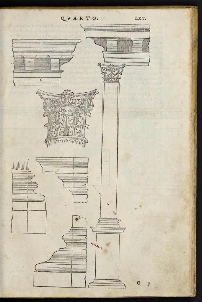 An illustration from Regole generali di architetvra sopra le cinqve maniere de gliedifici : cioe, thoscano, dorico, ionico, corinthio, et composito, con gliessempi dell'antiqvita, che per la magior parte concordano con la dottrina di Vitrvvio, 1537, leaf 126