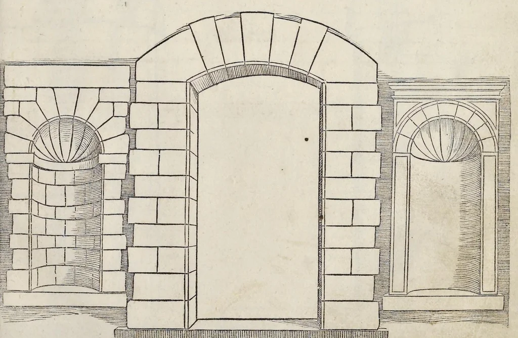An illustration from Regole generali di architetvra sopra le cinqve maniere de gliedifici : cioe, thoscano, dorico, ionico, corinthio, et composito, con gliessempi dell'antiqvita, che per la magior parte concordano con la dottrina di Vitrvvio, 1537, leaf 24