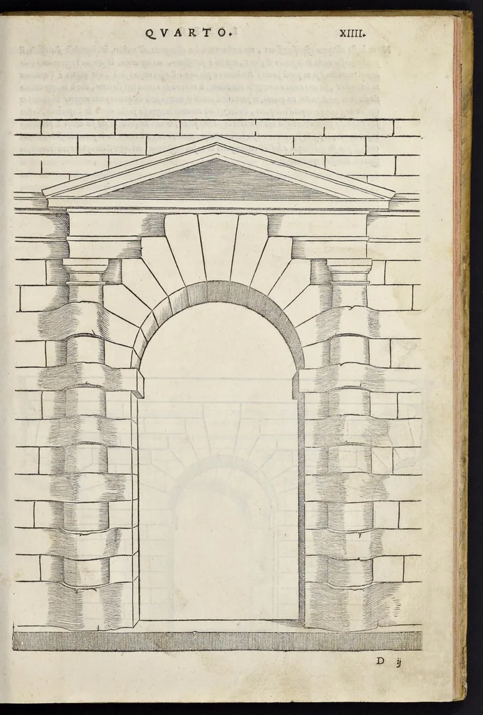 An illustration from Regole generali di architetvra sopra le cinqve maniere de gliedifici : cioe, thoscano, dorico, ionico, corinthio, et composito, con gliessempi dell'antiqvita, che per la magior parte concordano con la dottrina di Vitrvvio, 1537, leaf 26
