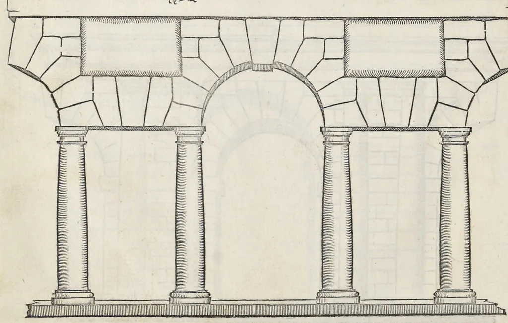 An illustration from Regole generali di architetvra sopra le cinqve maniere de gliedifici : cioe, thoscano, dorico, ionico, corinthio, et composito, con gliessempi dell'antiqvita, che per la magior parte concordano con la dottrina di Vitrvvio, 1537, leaf 29