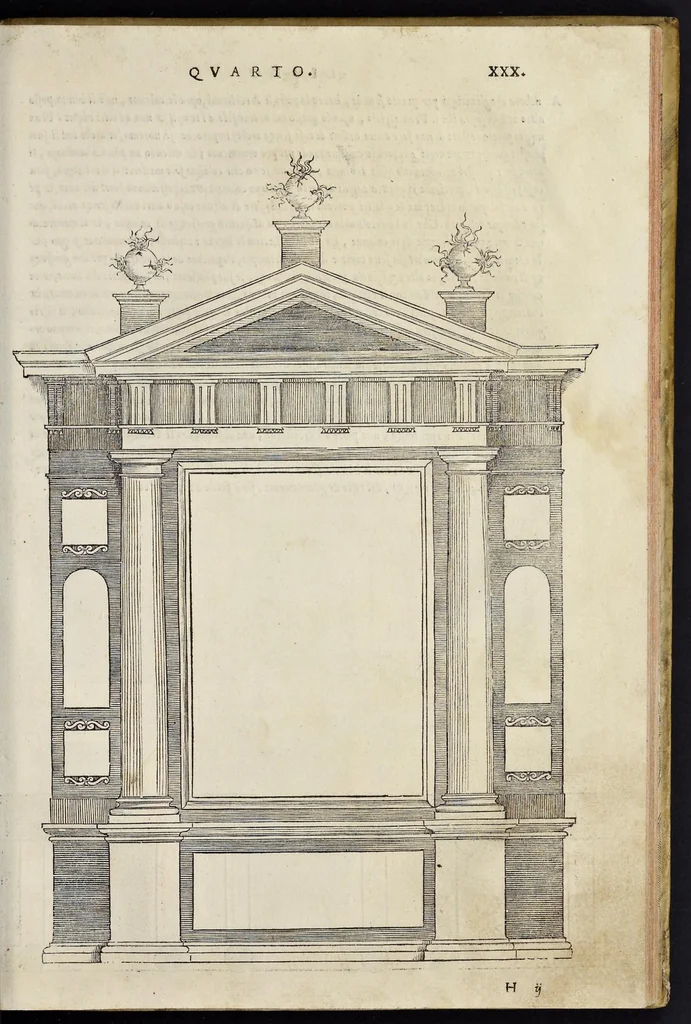An illustration from Regole generali di architetvra sopra le cinqve maniere de gliedifici : cioe, thoscano, dorico, ionico, corinthio, et composito, con gliessempi dell'antiqvita, che per la magior parte concordano con la dottrina di Vitrvvio, 1537, leaf 58