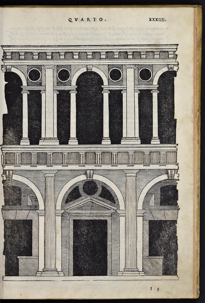 An illustration from Regole generali di architetvra sopra le cinqve maniere de gliedifici : cioe, thoscano, dorico, ionico, corinthio, et composito, con gliessempi dell'antiqvita, che per la magior parte concordano con la dottrina di Vitrvvio, 1537, leaf 66