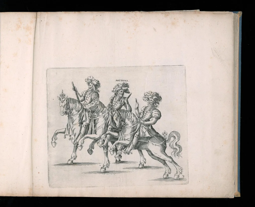 An illustration from Repraesentatio der fürstlichen Auffzug vnd Ritterspil : sobei des ... Fürsten ... Johann Friderichen, Hertzogen zu Wurttenberg vnd Teckh ... vnd der ... Fürstin ... Barbara Sophien geborne Marggrauin zu Brandẽburgi ... hochzeitlich. Ehrnfest den 6 Nouemb. A.̊1609 in der fürstl. Hauptstat Stutgarten mit grosser Solennitet gehaiten worden ..., 1611, leaf 16