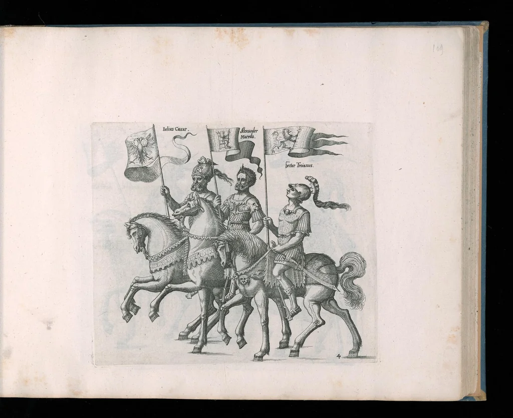 An illustration from Repraesentatio der fürstlichen Auffzug vnd Ritterspil : sobei des ... Fürsten ... Johann Friderichen, Hertzogen zu Wurttenberg vnd Teckh ... vnd der ... Fürstin ... Barbara Sophien geborne Marggrauin zu Brandẽburgi ... hochzeitlich. Ehrnfest den 6 Nouemb. A.̊1609 in der fürstl. Hauptstat Stutgarten mit grosser Solennitet gehaiten worden ..., 1611, leaf 214