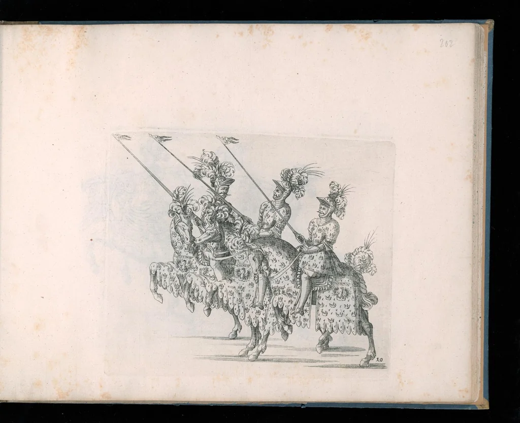 An illustration from Repraesentatio der fürstlichen Auffzug vnd Ritterspil : sobei des ... Fürsten ... Johann Friderichen, Hertzogen zu Wurttenberg vnd Teckh ... vnd der ... Fürstin ... Barbara Sophien geborne Marggrauin zu Brandẽburgi ... hochzeitlich. Ehrnfest den 6 Nouemb. A.̊1609 in der fürstl. Hauptstat Stutgarten mit grosser Solennitet gehaiten worden ..., 1611, leaf 396