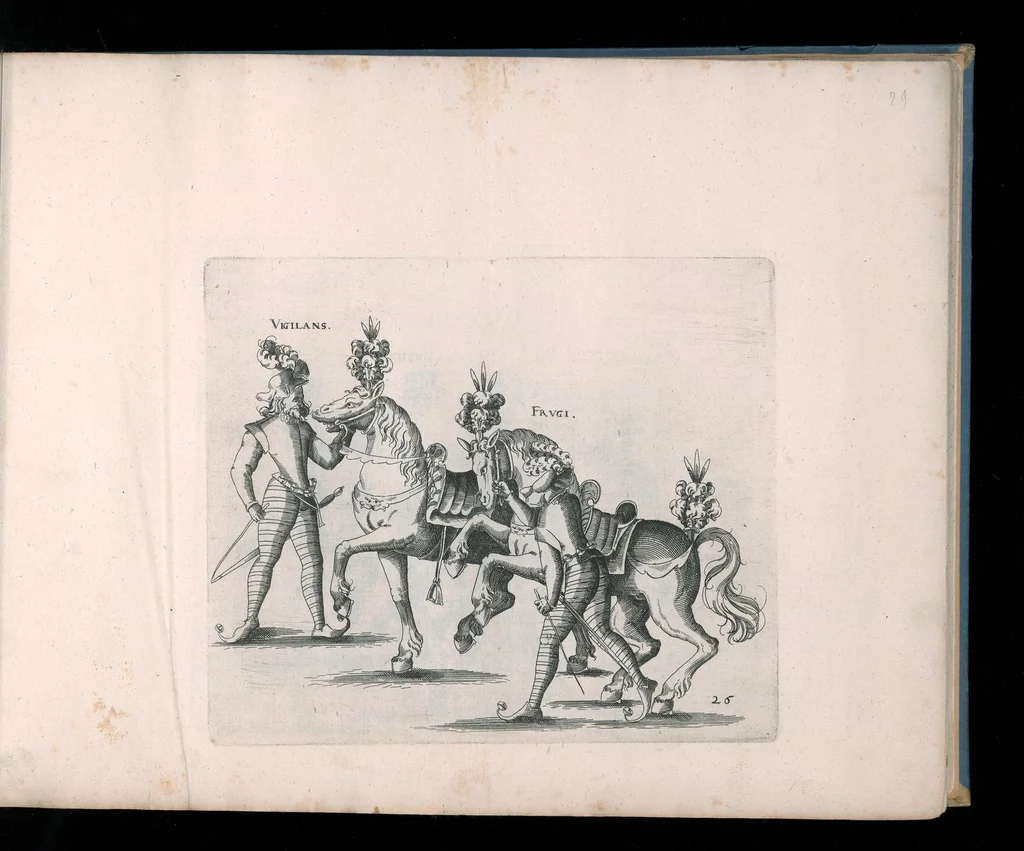 An illustration from Repraesentatio der fürstlichen Auffzug vnd Ritterspil : sobei des ... Fürsten ... Johann Friderichen, Hertzogen zu Wurttenberg vnd Teckh ... vnd der ... Fürstin ... Barbara Sophien geborne Marggrauin zu Brandẽburgi ... hochzeitlich. Ehrnfest den 6 Nouemb. A.̊1609 in der fürstl. Hauptstat Stutgarten mit grosser Solennitet gehaiten worden ..., 1611, leaf 56