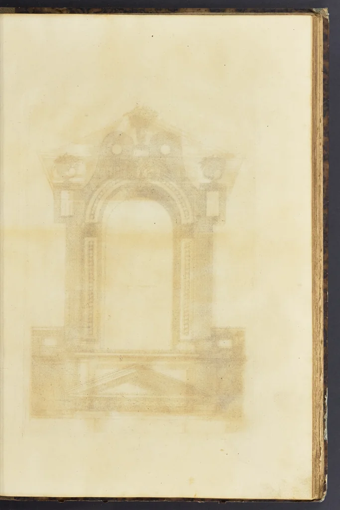 An illustration from Second livre d'architectvre, contenant plusieurs & diuerses ordonances de cheminees, lucarnes, portes, fonteines, puis & pauillons, pour enrichir tant le dedans que le dehors de tous edifices. Auec les desseins de dix sepultures toutes differentes, 1561, leaf 54