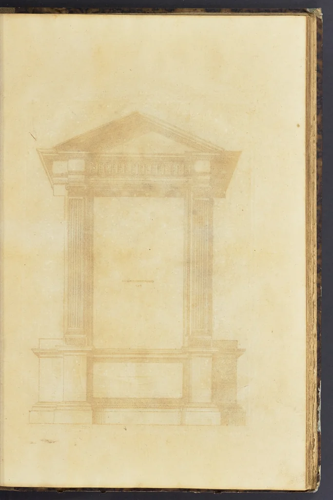 An illustration from Second livre d'architectvre, contenant plusieurs & diuerses ordonances de cheminees, lucarnes, portes, fonteines, puis & pauillons, pour enrichir tant le dedans que le dehors de tous edifices. Auec les desseins de dix sepultures toutes differentes, 1561, leaf 56