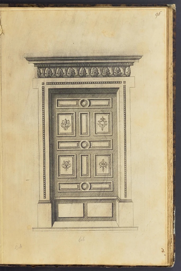 An illustration from Second livre d'architectvre, contenant plusieurs & diuerses ordonances de cheminees, lucarnes, portes, fonteines, puis & pauillons, pour enrichir tant le dedans que le dehors de tous edifices. Auec les desseins de dix sepultures toutes differentes, 1561, leaf 78