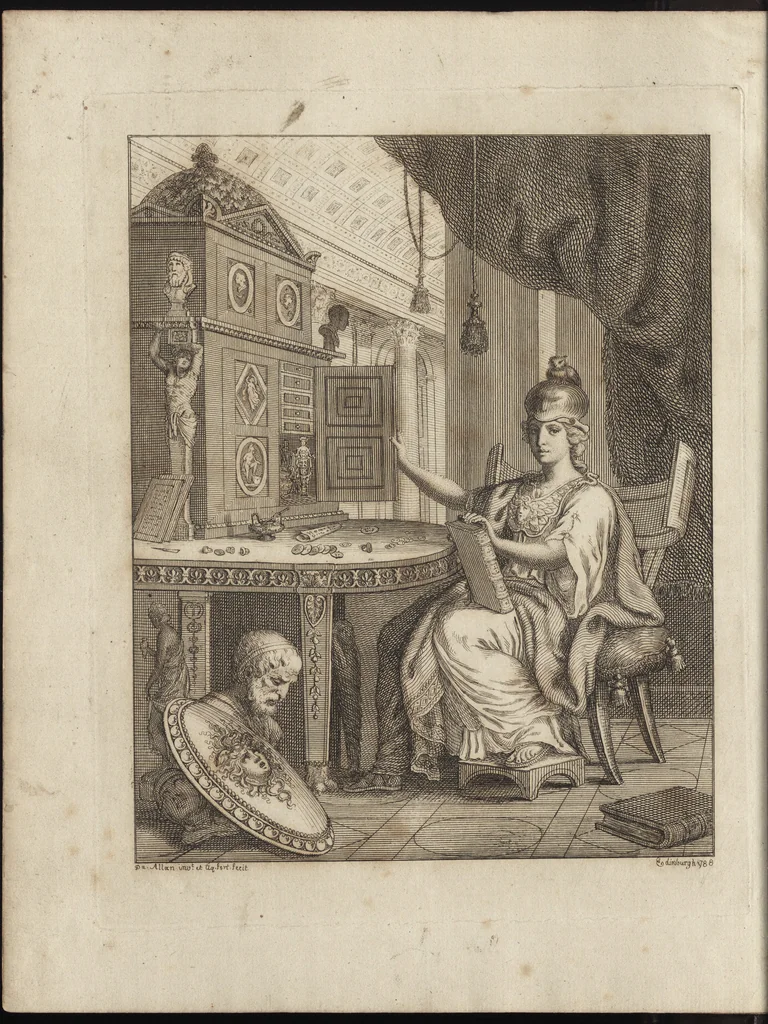 An illustration from A descriptive catalogue of a general collection of ancient and modern engraved gems, cameos as well as intaglios, taken from the most celebrated cabinets in Europe and cast in coloured pastes, white enamel, and sulphur, by James Tassie, modeller, 1791, leaf 9