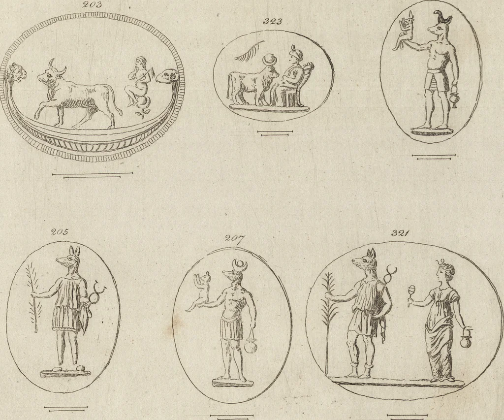 An illustration from A descriptive catalogue of a general collection of ancient and modern engraved gems, cameos as well as intaglios, taken from the most celebrated cabinets in Europe and cast in coloured pastes, white enamel, and sulphur, by James Tassie, modeller, 1791, leaf 402