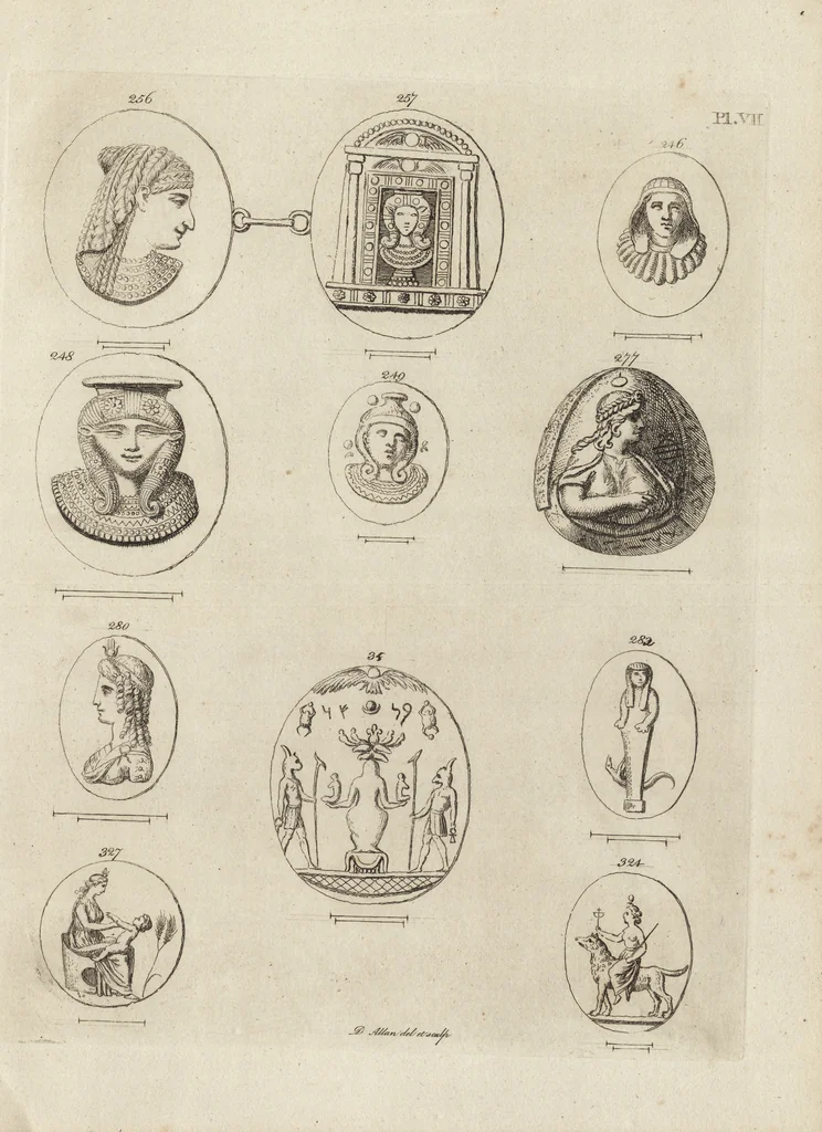 An illustration from A descriptive catalogue of a general collection of ancient and modern engraved gems, cameos as well as intaglios, taken from the most celebrated cabinets in Europe and cast in coloured pastes, white enamel, and sulphur, by James Tassie, modeller, 1791, leaf 404