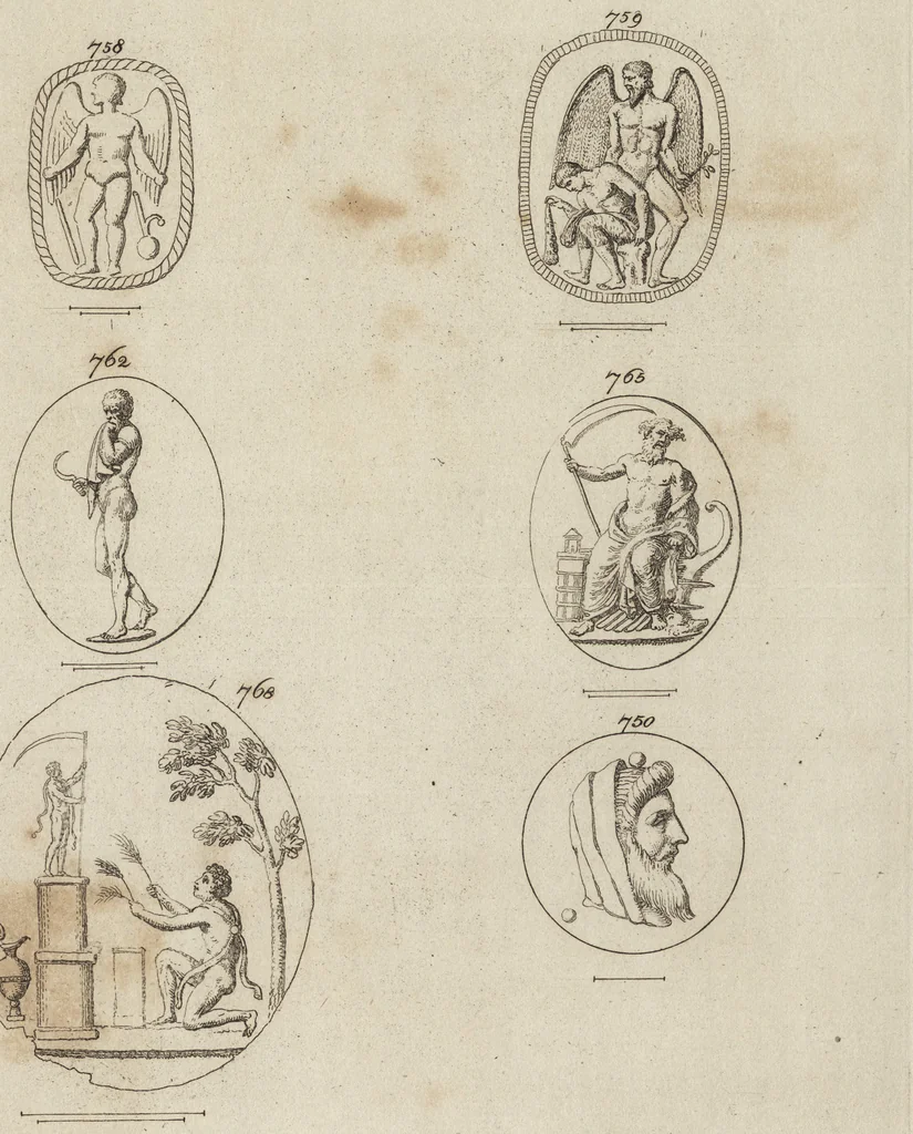 An illustration from A descriptive catalogue of a general collection of ancient and modern engraved gems, cameos as well as intaglios, taken from the most celebrated cabinets in Europe and cast in coloured pastes, white enamel, and sulphur, by James Tassie, modeller, 1791, leaf 420