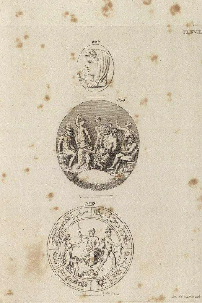 An illustration from A descriptive catalogue of a general collection of ancient and modern engraved gems, cameos as well as intaglios, taken from the most celebrated cabinets in Europe and cast in coloured pastes, white enamel, and sulphur, by James Tassie, modeller, 1791, leaf 426