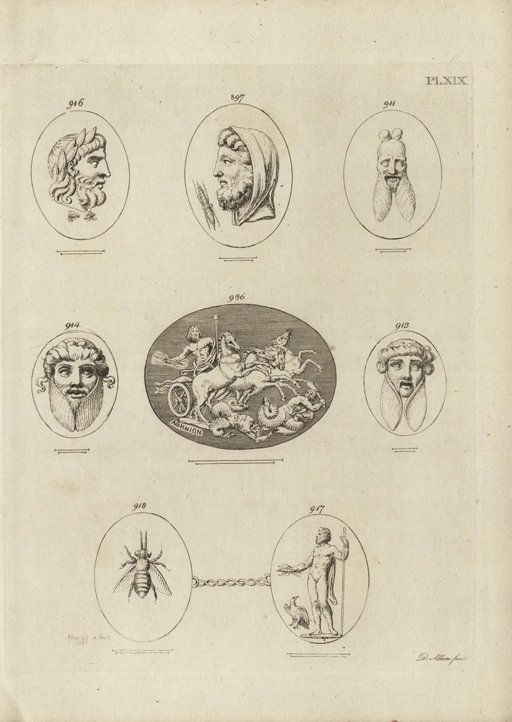 An illustration from A descriptive catalogue of a general collection of ancient and modern engraved gems, cameos as well as intaglios, taken from the most celebrated cabinets in Europe and cast in coloured pastes, white enamel, and sulphur, by James Tassie, modeller, 1791, leaf 430