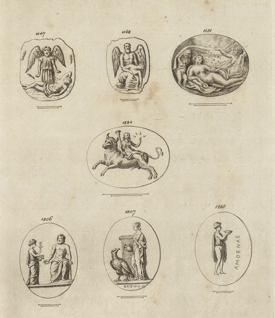 An illustration from A descriptive catalogue of a general collection of ancient and modern engraved gems, cameos as well as intaglios, taken from the most celebrated cabinets in Europe and cast in coloured pastes, white enamel, and sulphur, by James Tassie, modeller, 1791, leaf 436