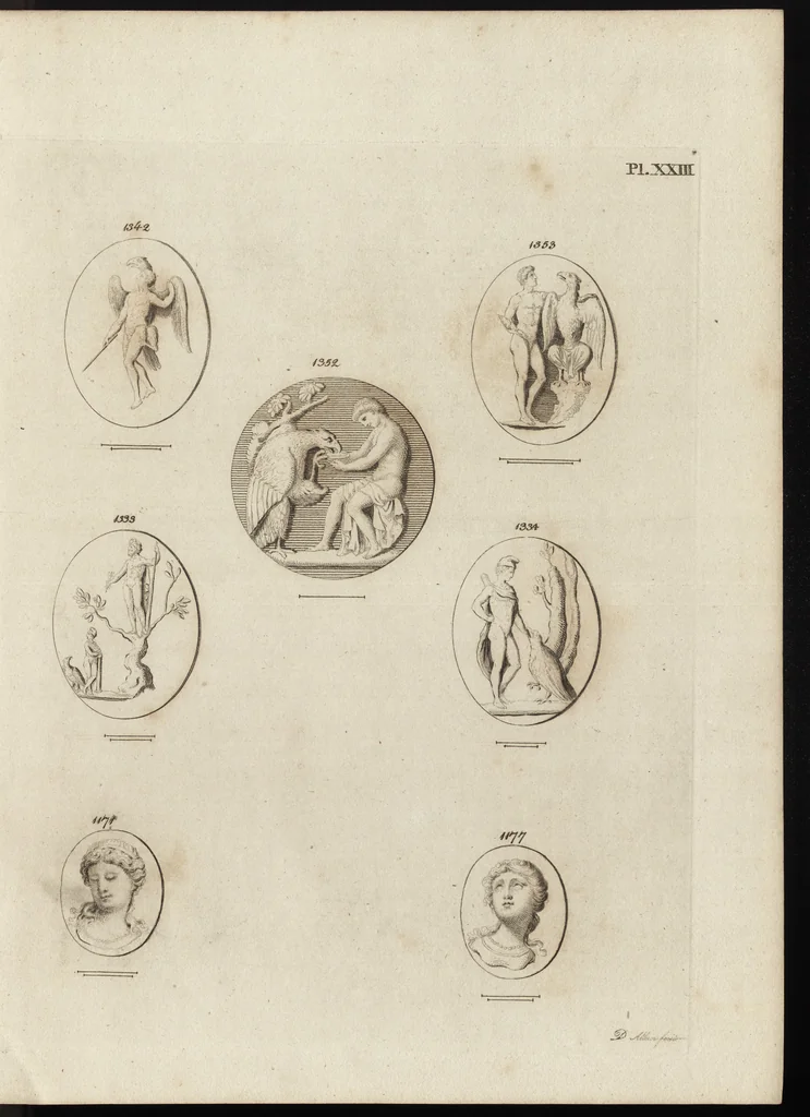 An illustration from A descriptive catalogue of a general collection of ancient and modern engraved gems, cameos as well as intaglios, taken from the most celebrated cabinets in Europe and cast in coloured pastes, white enamel, and sulphur, by James Tassie, modeller, 1791, leaf 438
