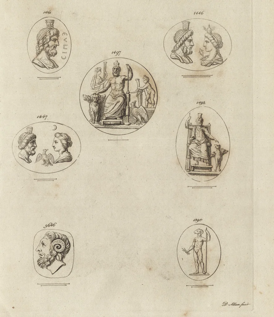 An illustration from A descriptive catalogue of a general collection of ancient and modern engraved gems, cameos as well as intaglios, taken from the most celebrated cabinets in Europe and cast in coloured pastes, white enamel, and sulphur, by James Tassie, modeller, 1791, leaf 440