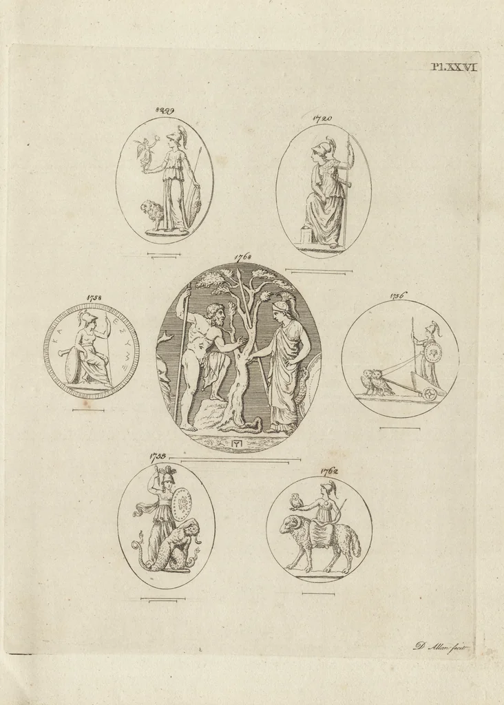 An illustration from A descriptive catalogue of a general collection of ancient and modern engraved gems, cameos as well as intaglios, taken from the most celebrated cabinets in Europe and cast in coloured pastes, white enamel, and sulphur, by James Tassie, modeller, 1791, leaf 444