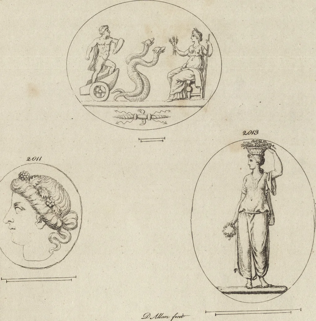 An illustration from A descriptive catalogue of a general collection of ancient and modern engraved gems, cameos as well as intaglios, taken from the most celebrated cabinets in Europe and cast in coloured pastes, white enamel, and sulphur, by James Tassie, modeller, 1791, leaf 446
