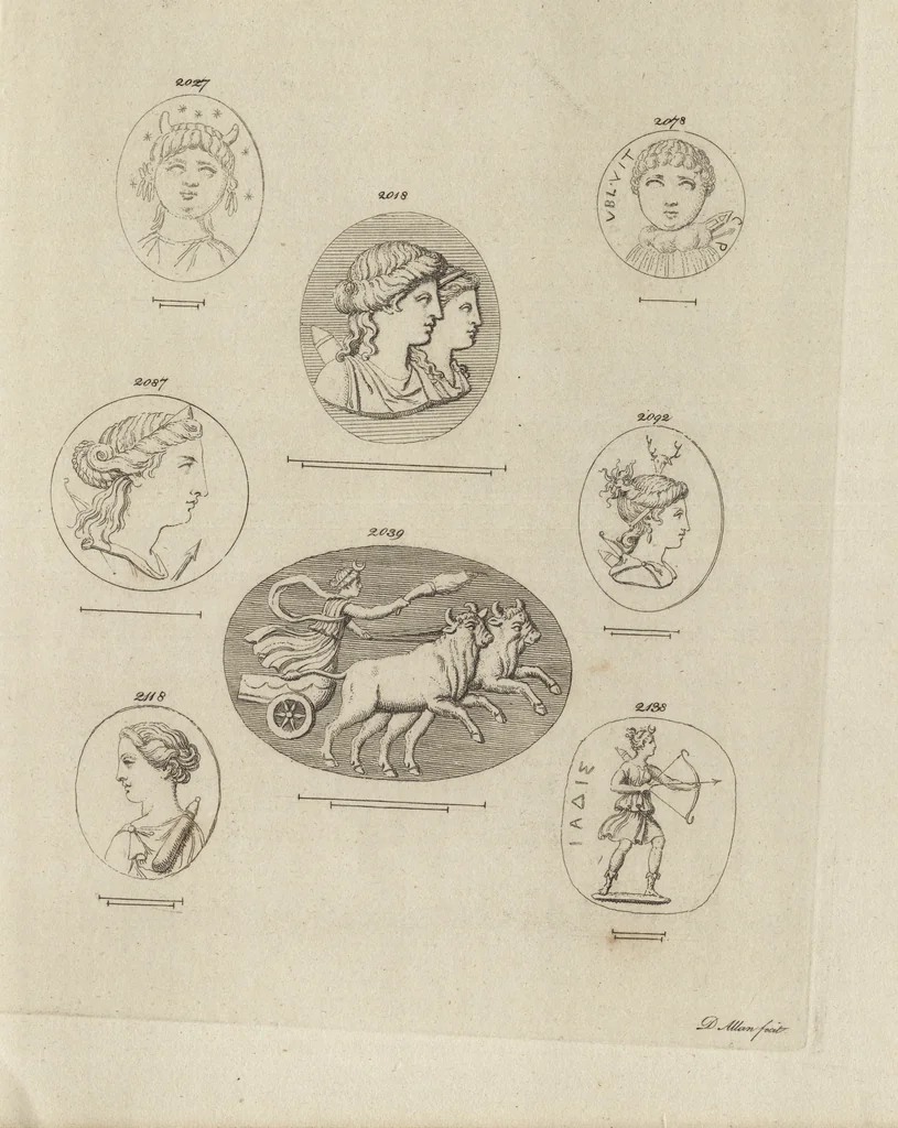 An illustration from A descriptive catalogue of a general collection of ancient and modern engraved gems, cameos as well as intaglios, taken from the most celebrated cabinets in Europe and cast in coloured pastes, white enamel, and sulphur, by James Tassie, modeller, 1791, leaf 448