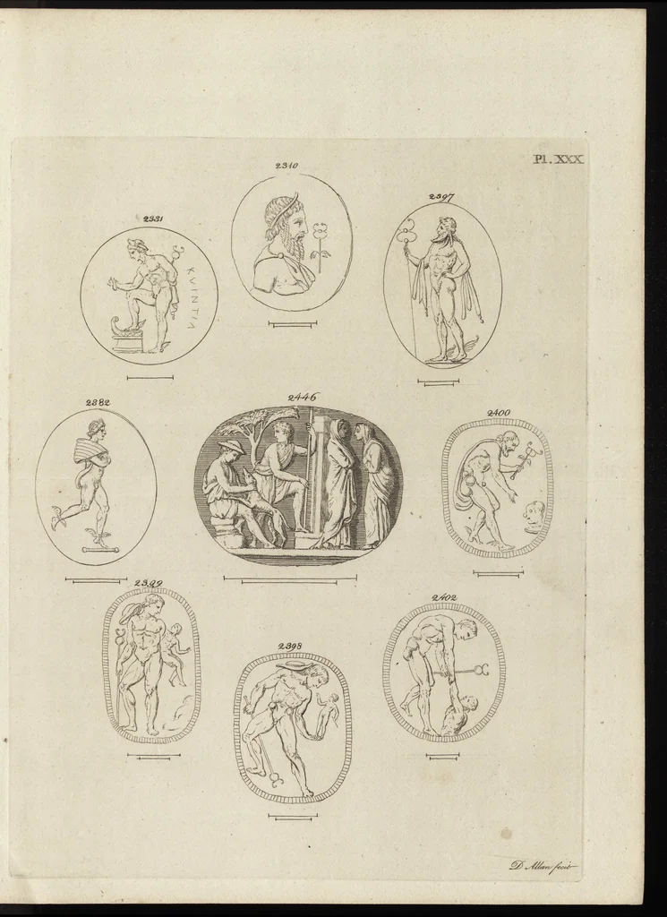 An illustration from A descriptive catalogue of a general collection of ancient and modern engraved gems, cameos as well as intaglios, taken from the most celebrated cabinets in Europe and cast in coloured pastes, white enamel, and sulphur, by James Tassie, modeller, 1791, leaf 452