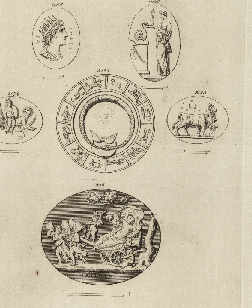 An illustration from A descriptive catalogue of a general collection of ancient and modern engraved gems, cameos as well as intaglios, taken from the most celebrated cabinets in Europe and cast in coloured pastes, white enamel, and sulphur, by James Tassie, modeller, 1791, leaf 460