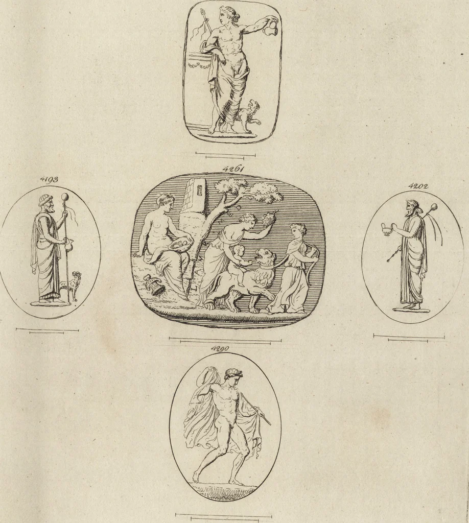 An illustration from A descriptive catalogue of a general collection of ancient and modern engraved gems, cameos as well as intaglios, taken from the most celebrated cabinets in Europe and cast in coloured pastes, white enamel, and sulphur, by James Tassie, modeller, 1791, leaf 464