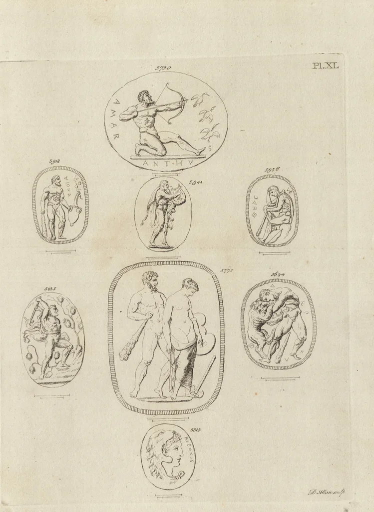 An illustration from A descriptive catalogue of a general collection of ancient and modern engraved gems, cameos as well as intaglios, taken from the most celebrated cabinets in Europe and cast in coloured pastes, white enamel, and sulphur, by James Tassie, modeller, 1791, leaf 470