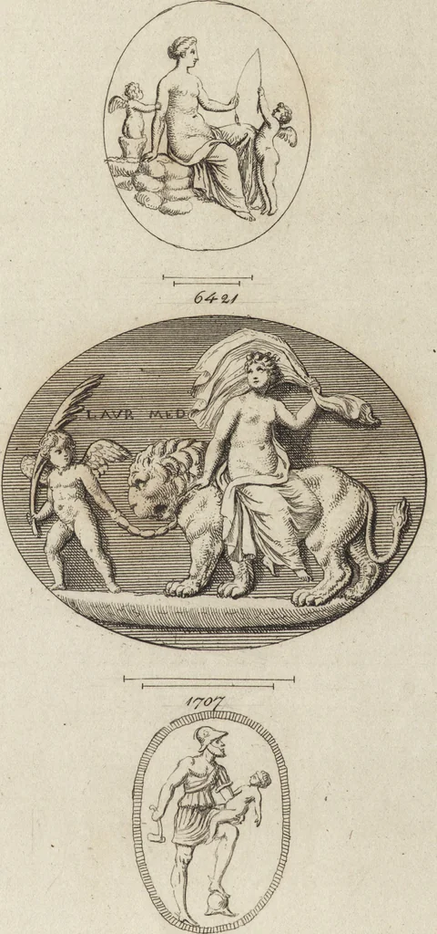 An illustration from A descriptive catalogue of a general collection of ancient and modern engraved gems, cameos as well as intaglios, taken from the most celebrated cabinets in Europe and cast in coloured pastes, white enamel, and sulphur, by James Tassie, modeller, 1791, leaf 472