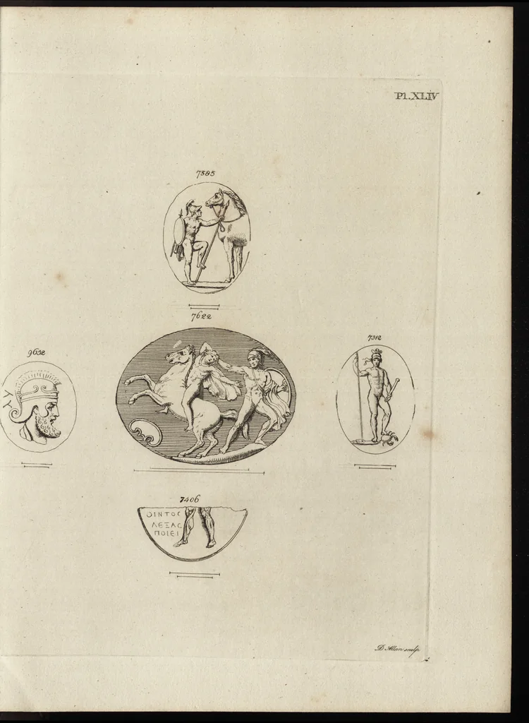 An illustration from A descriptive catalogue of a general collection of ancient and modern engraved gems, cameos as well as intaglios, taken from the most celebrated cabinets in Europe and cast in coloured pastes, white enamel, and sulphur, by James Tassie, modeller, 1791, leaf 478