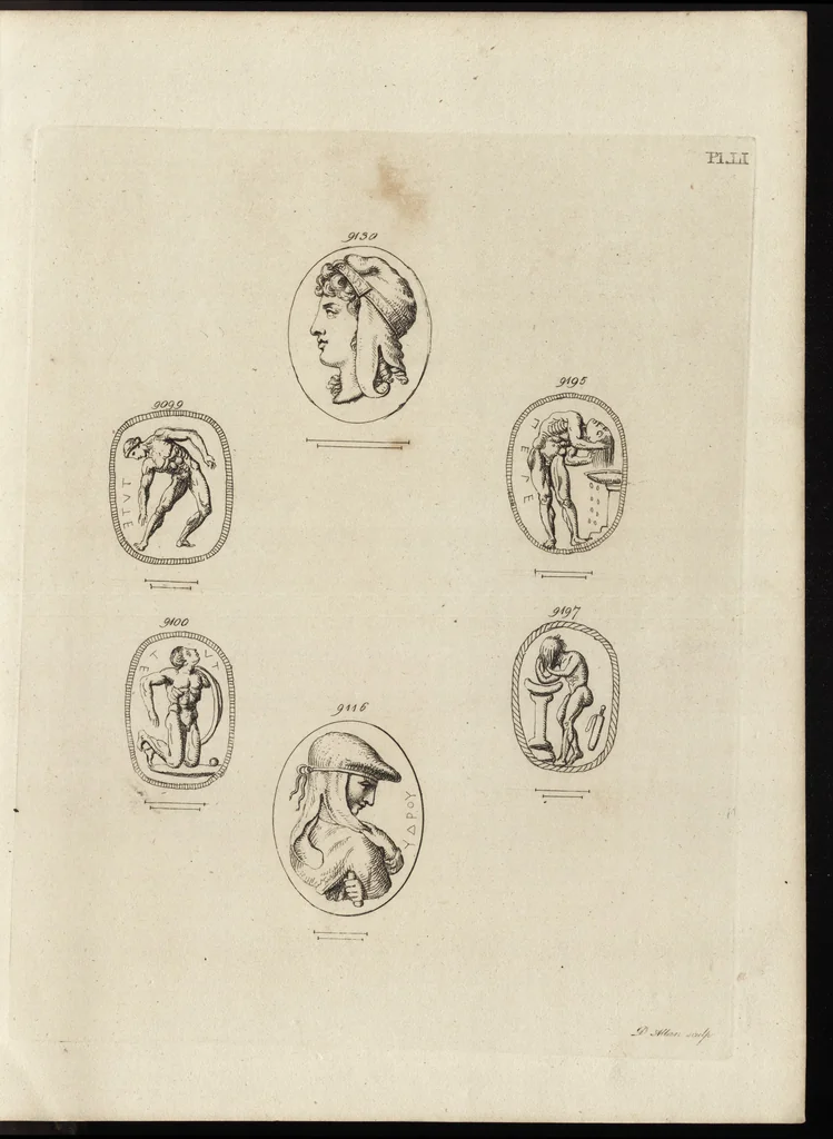 An illustration from A descriptive catalogue of a general collection of ancient and modern engraved gems, cameos as well as intaglios, taken from the most celebrated cabinets in Europe and cast in coloured pastes, white enamel, and sulphur, by James Tassie, modeller, 1791, leaf 492