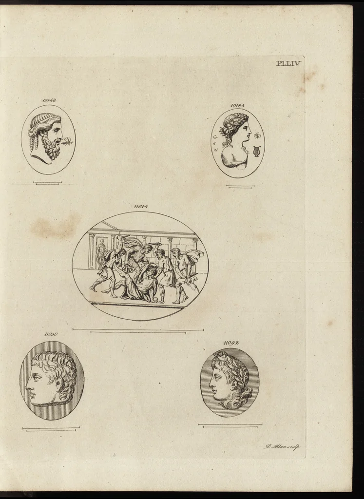 An illustration from A descriptive catalogue of a general collection of ancient and modern engraved gems, cameos as well as intaglios, taken from the most celebrated cabinets in Europe and cast in coloured pastes, white enamel, and sulphur, by James Tassie, modeller, 1791, leaf 498